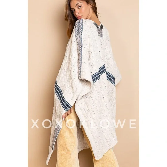 POL Oatmeal Beige Open Front Sleeveless Chenille Cardigan Wrap - Picture 12 of 13